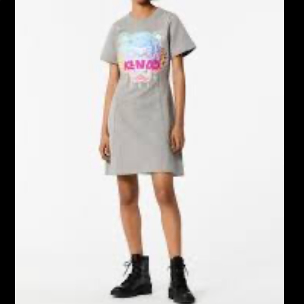 Kenzo Rainbow Tiger head gray dress